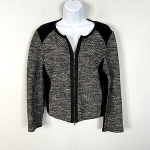 Eileen Fisher TWEED Moto Jacket Womens Small Knit Full Zip Travel Capsule Comfy